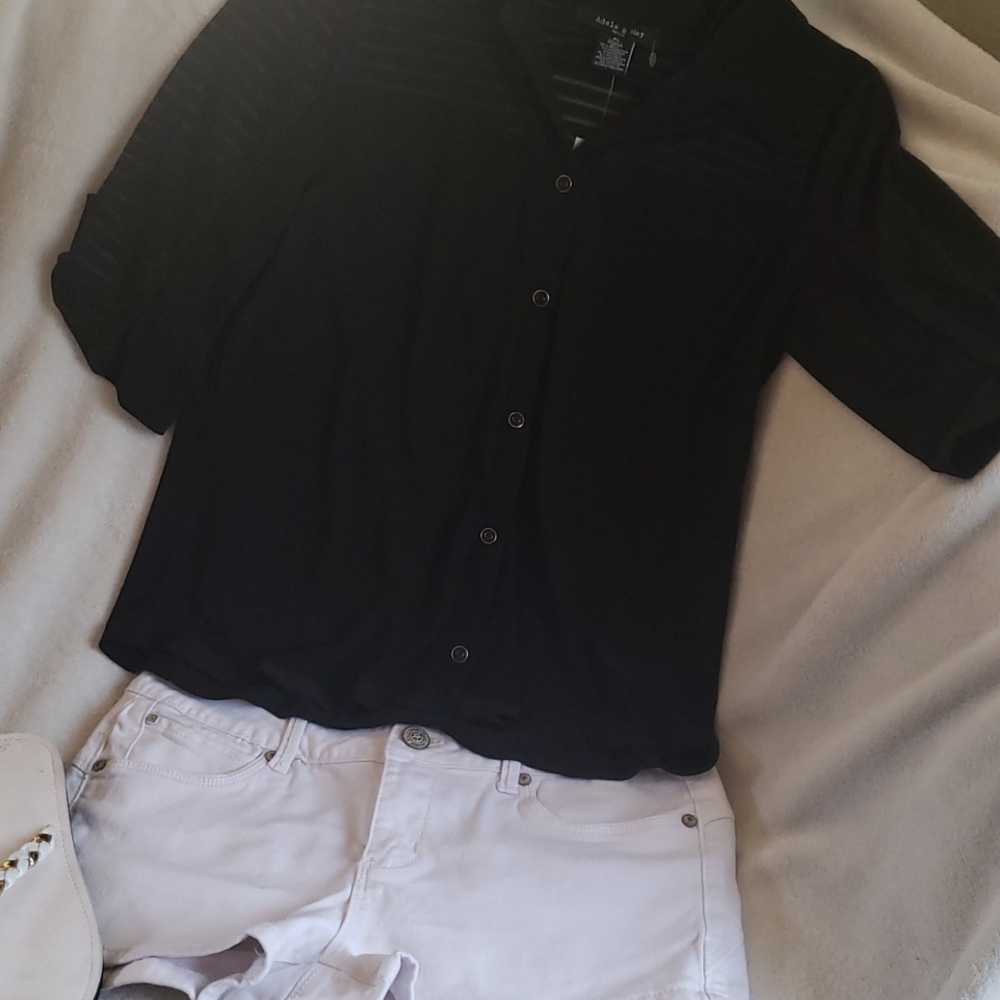 New Long sleeve black top blouse.petite large